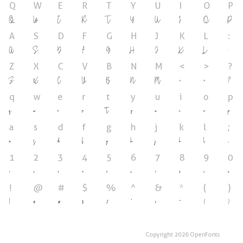 Character Map of Flower Bay Regular