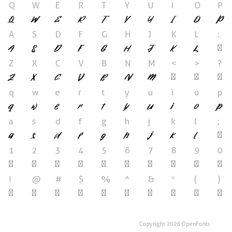 Character Map of Flowsand Demo Regular