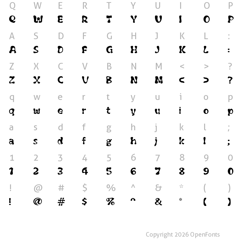 Character Map of Flubber Regular