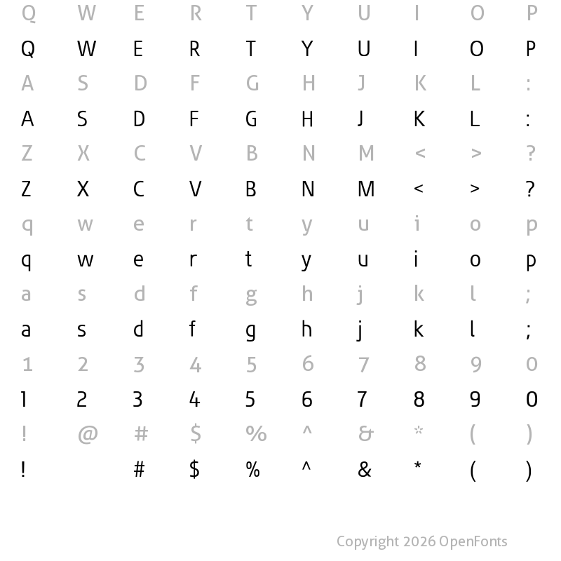 Character Map of Fluent Sans Regular