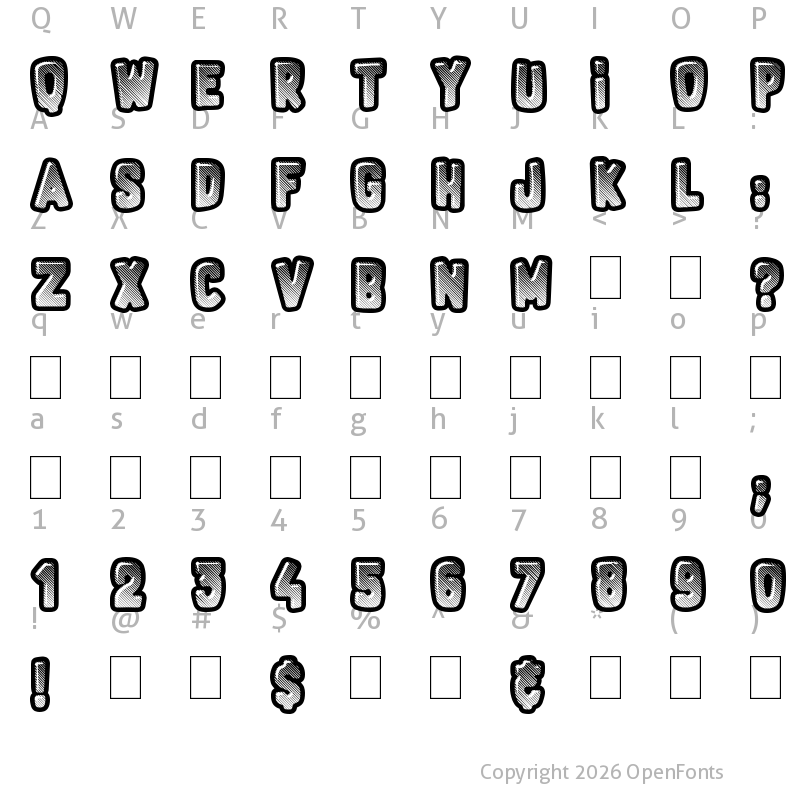 Character Map of Fluo Gums Regular