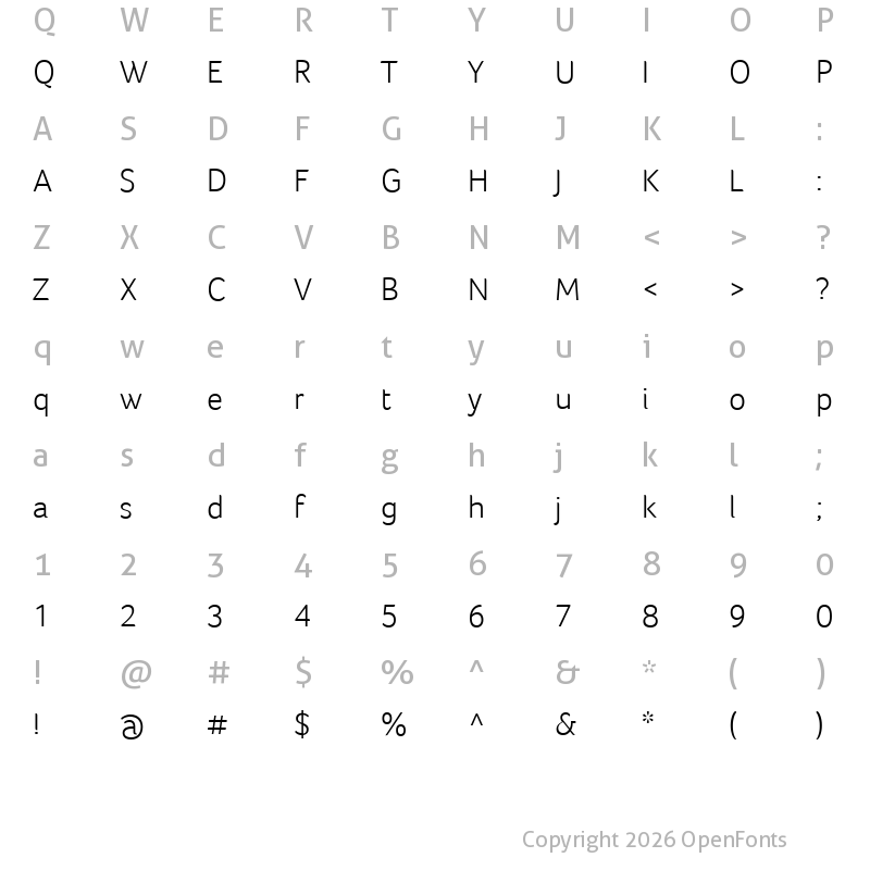 Character Map of Foco Light Regular