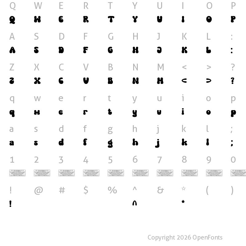 Character Map of Folks Dreaming Regular