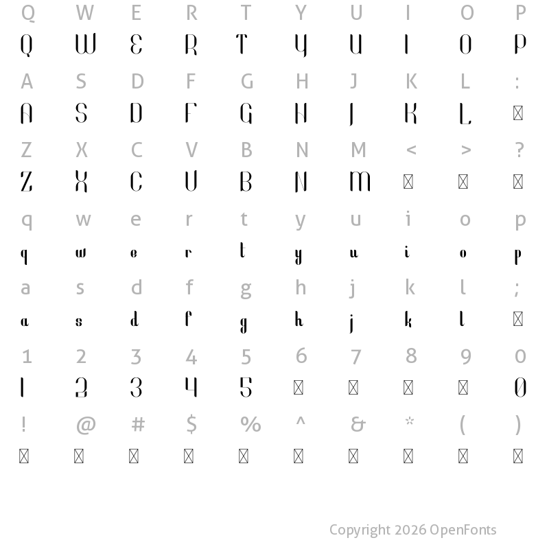 Character Map of Fonatik Personal Use