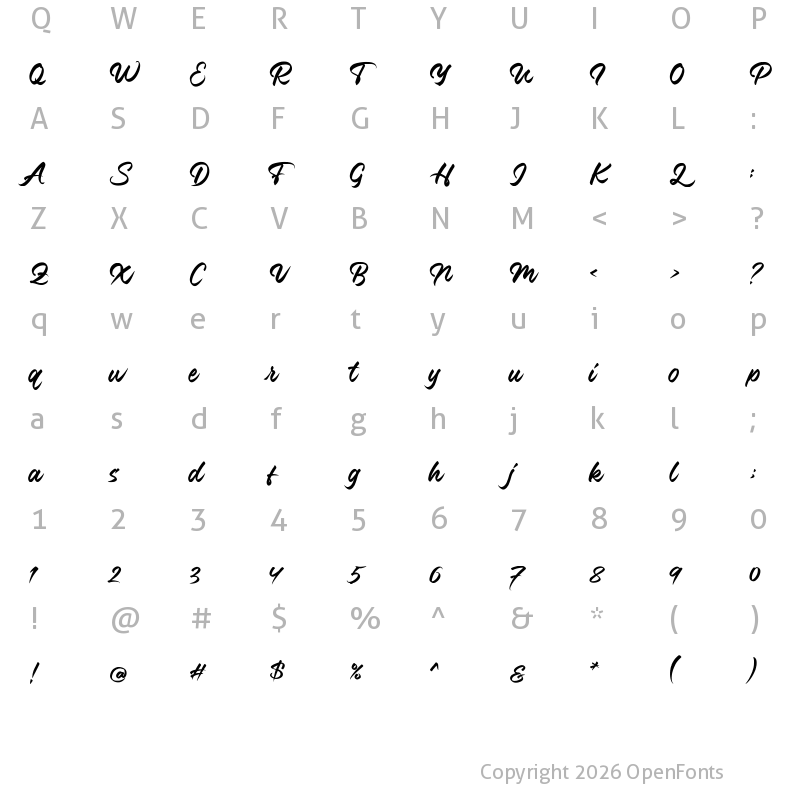 Character Map of Font Brush Regular