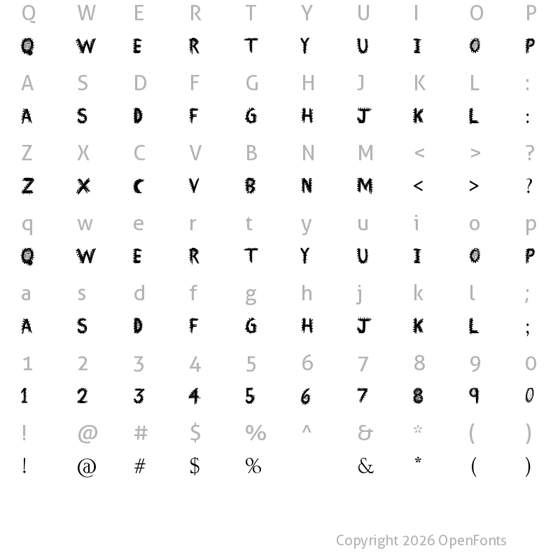 Character Map of Font Insane Regular