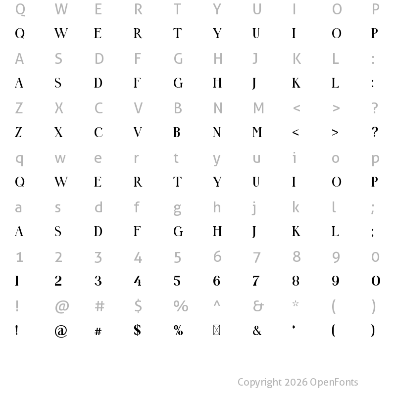 Character Map of Font207 Regular
