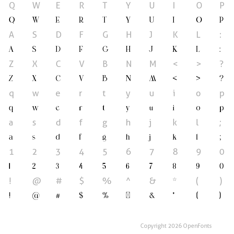 Character Map of Font217 Regular