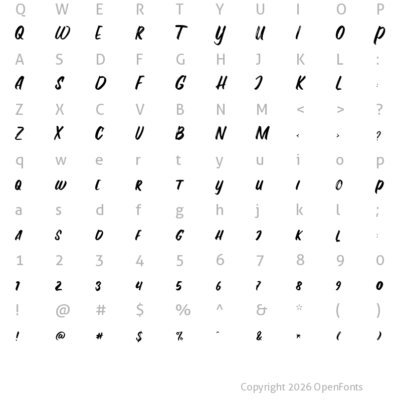 Character Map of Fontania Regular