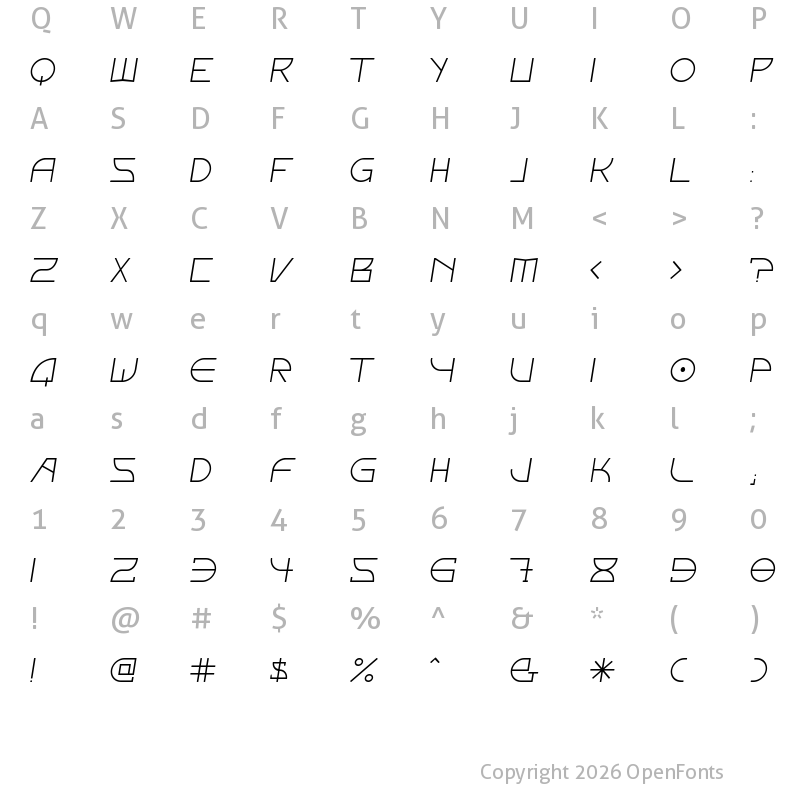 Character Map of Fontcop IV Regular