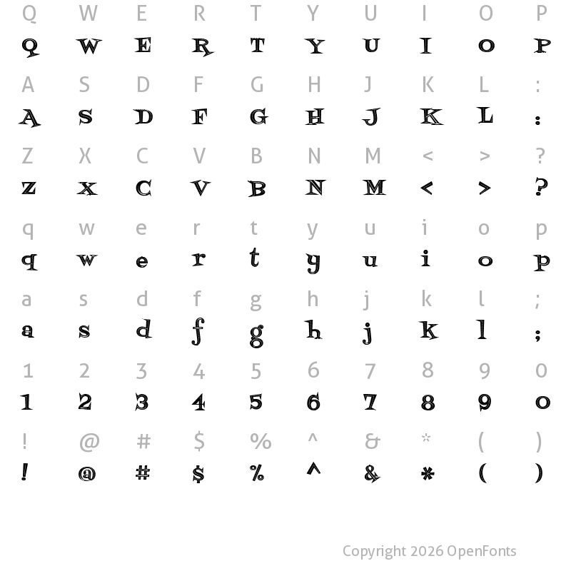 Character Map of Fontdinerdotcom Jazz Dark Regular