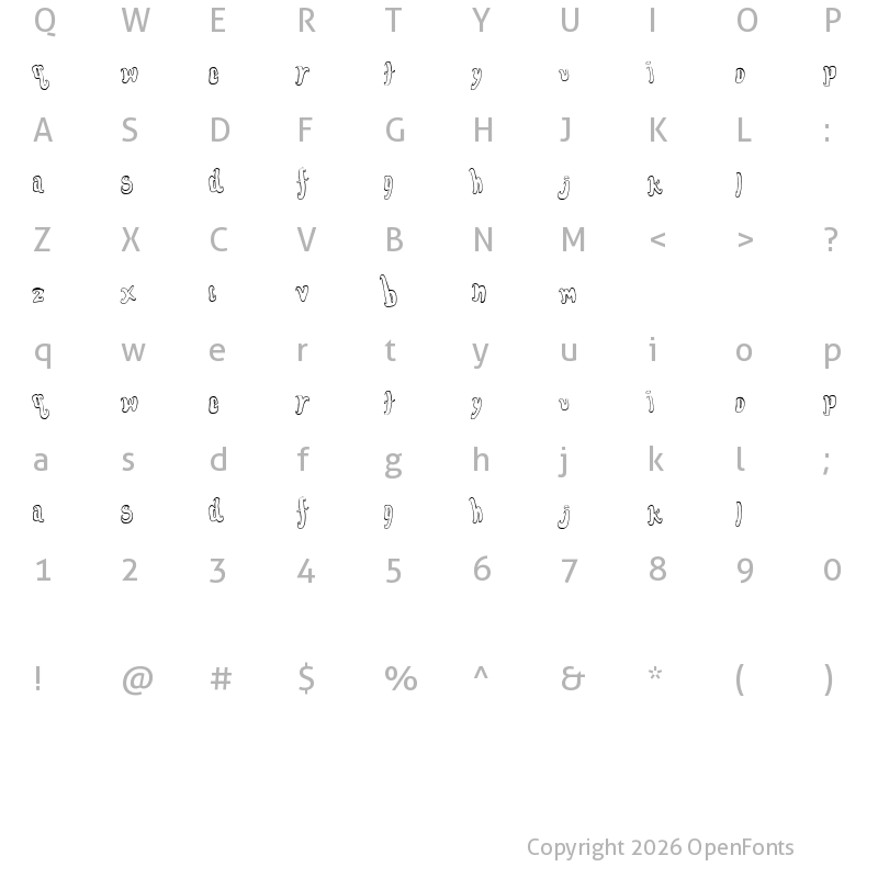 Character Map of FontForTheDumped Outline