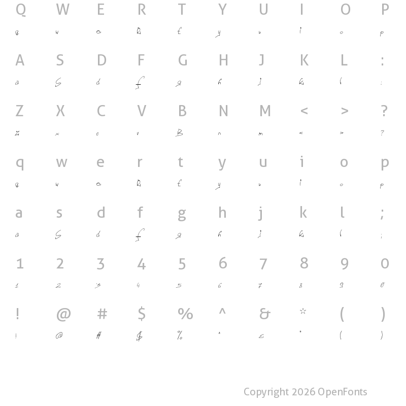 Character Map of FontGF Regular