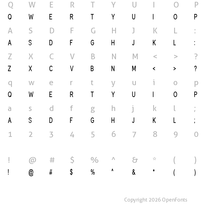 Character Map of Fonthana Regular
