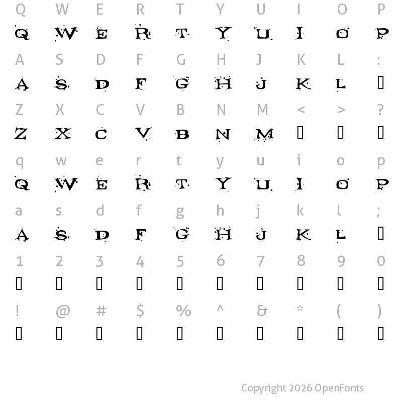 Character Map of Fontocide Regular