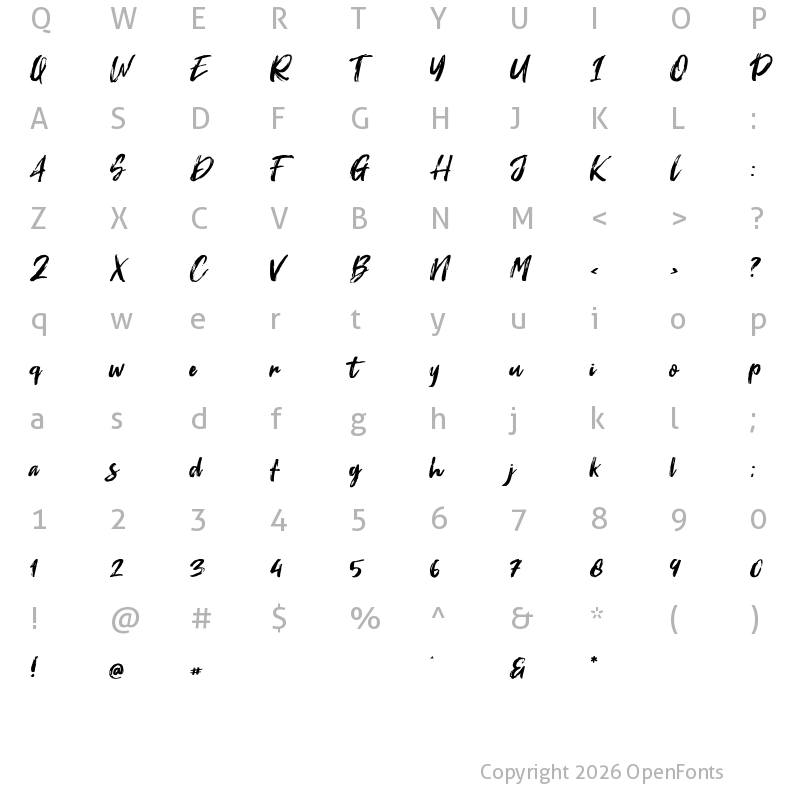 Character Map of Fontrust Regular