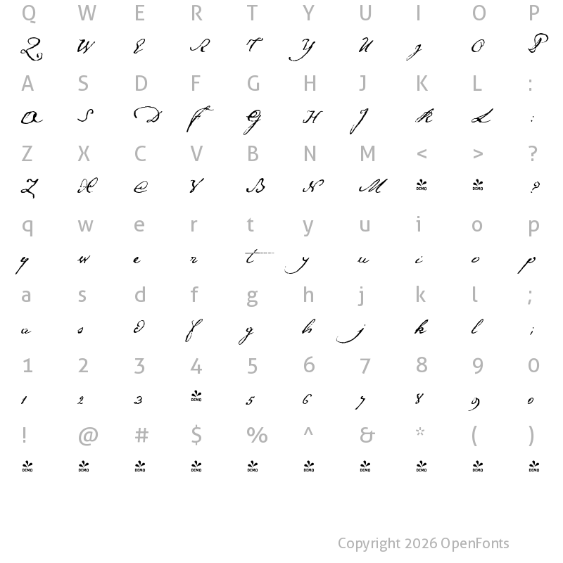 Character Map of FONTSPRING DEMO - 1791 Constitution Regular