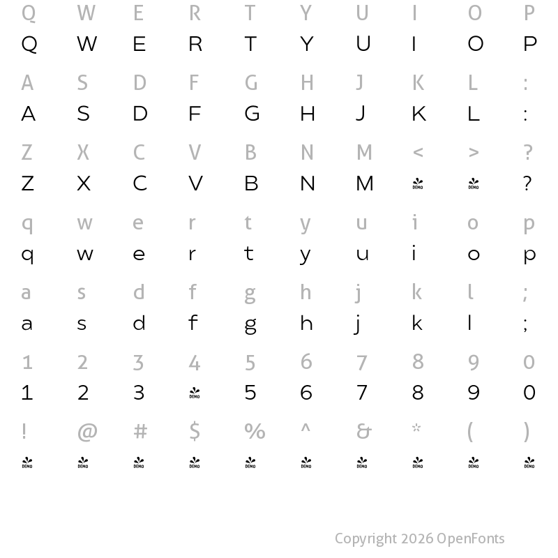 Character Map of FONTSPRING DEMO - 400 Matahari Regular Regular