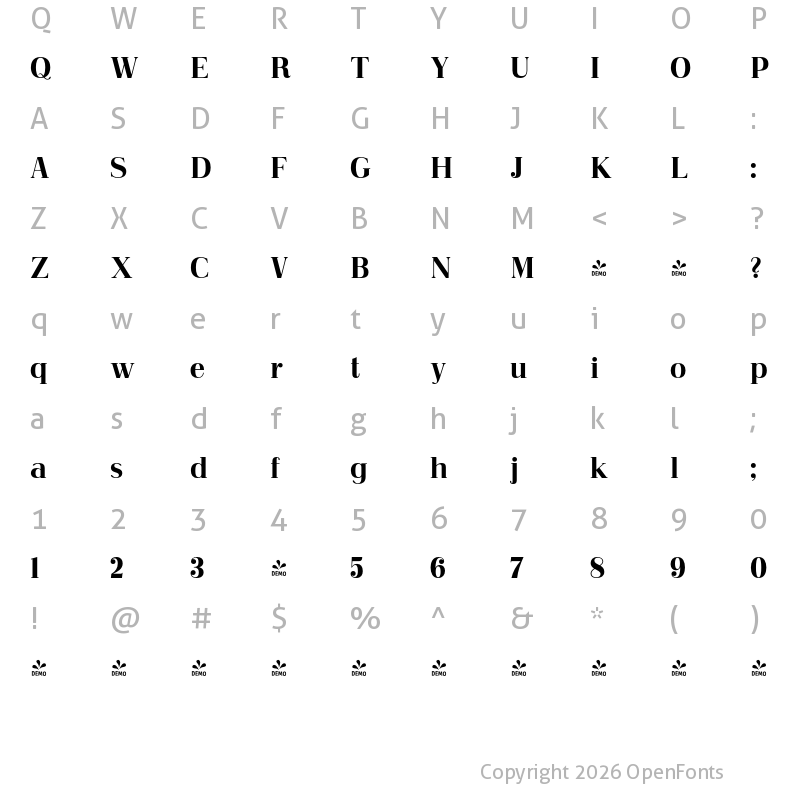 Character Map of FONTSPRING DEMO - Abbiente Regular