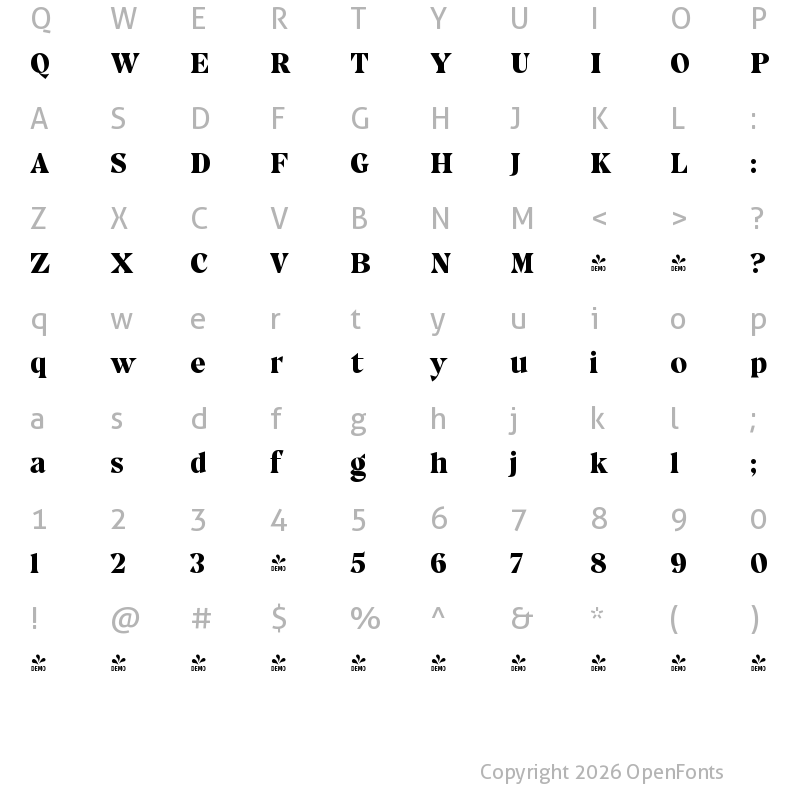 Character Map of FONTSPRING DEMO - Abruzzo Regular
