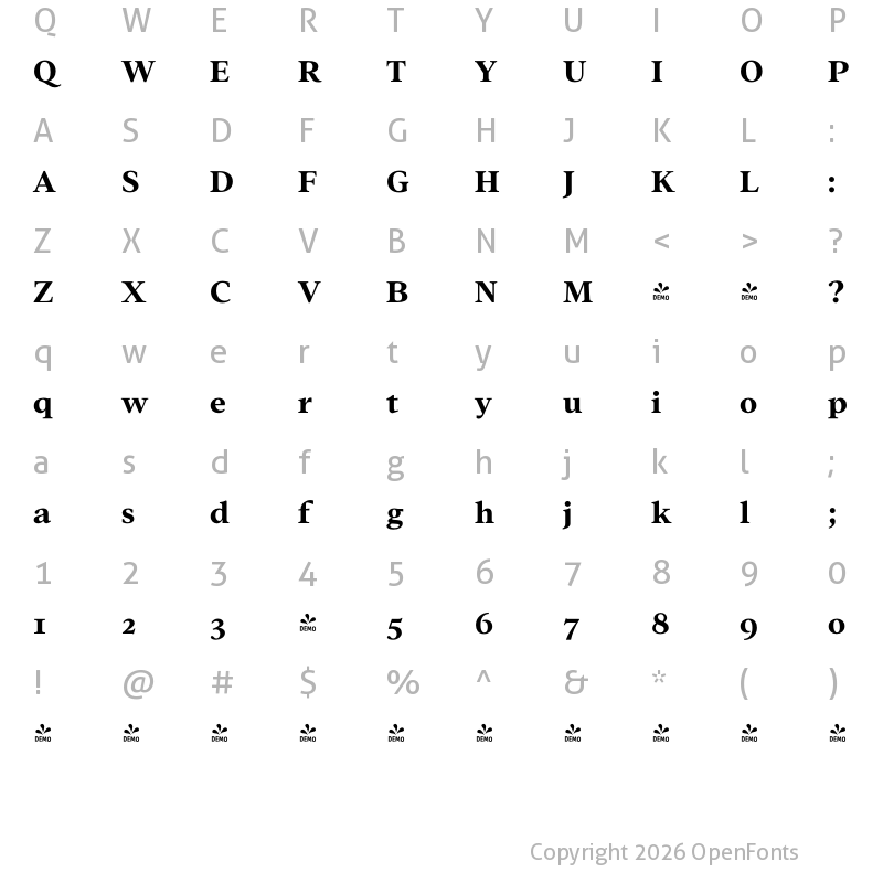 Character Map of FONTSPRING DEMO - Addington CF Bold