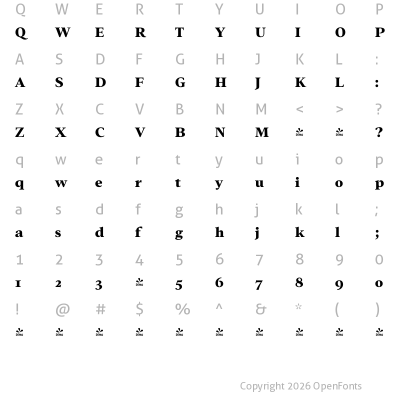 Character Map of FONTSPRING DEMO - Addington CF Extra Bold Regular