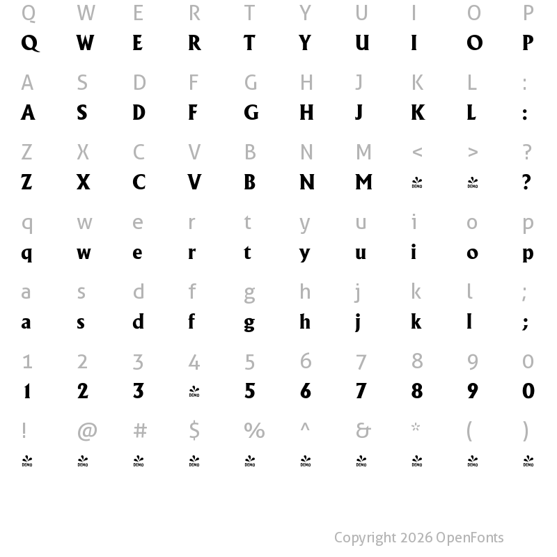 Character Map of FONTSPRING DEMO - Adelon Serial Xbold Regular