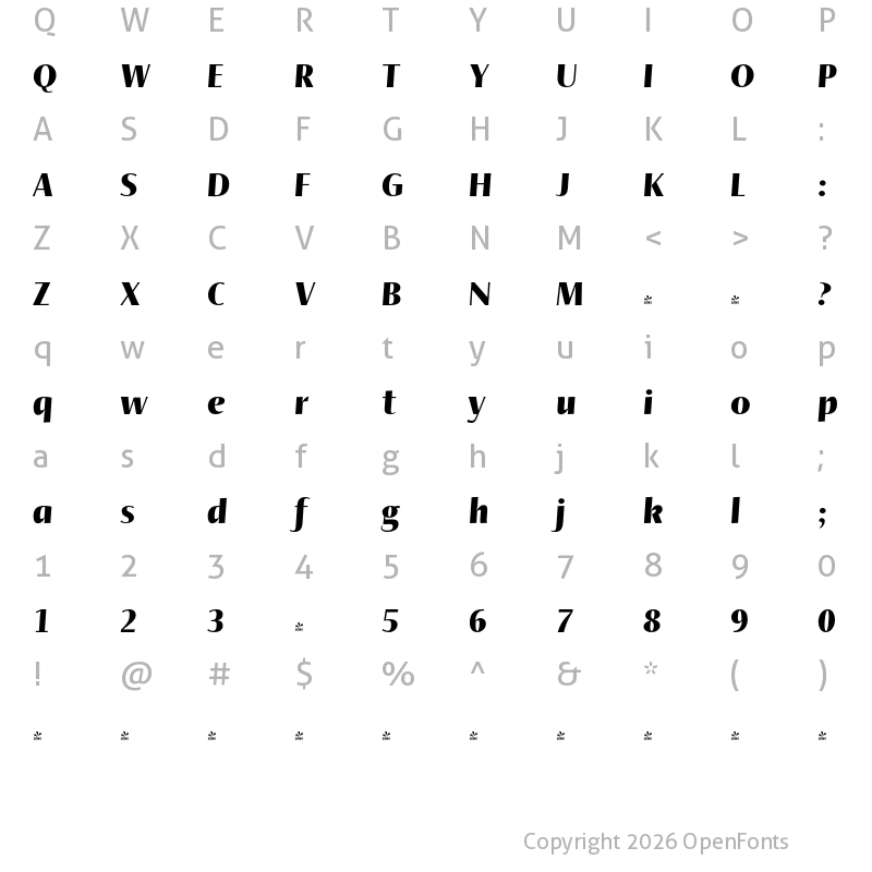 Character Map of FONTSPRING DEMO - Ador Hairline Black-Italic Regular