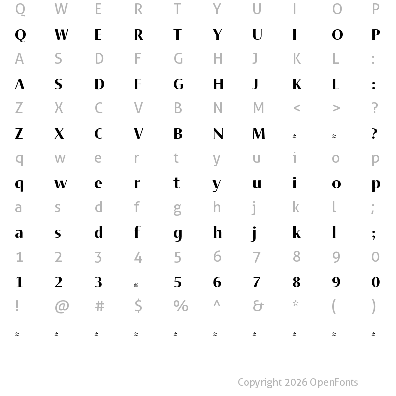 Character Map of FONTSPRING DEMO - Ador Hairline ExtraBold Regular