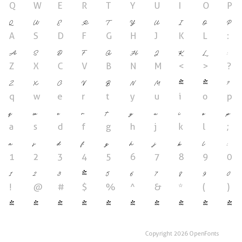 Character Map of FONTSPRING DEMO - AdUScript Bd Regular