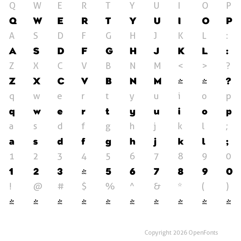 Character Map of FONTSPRING DEMO - Agenor Neue Black Regular