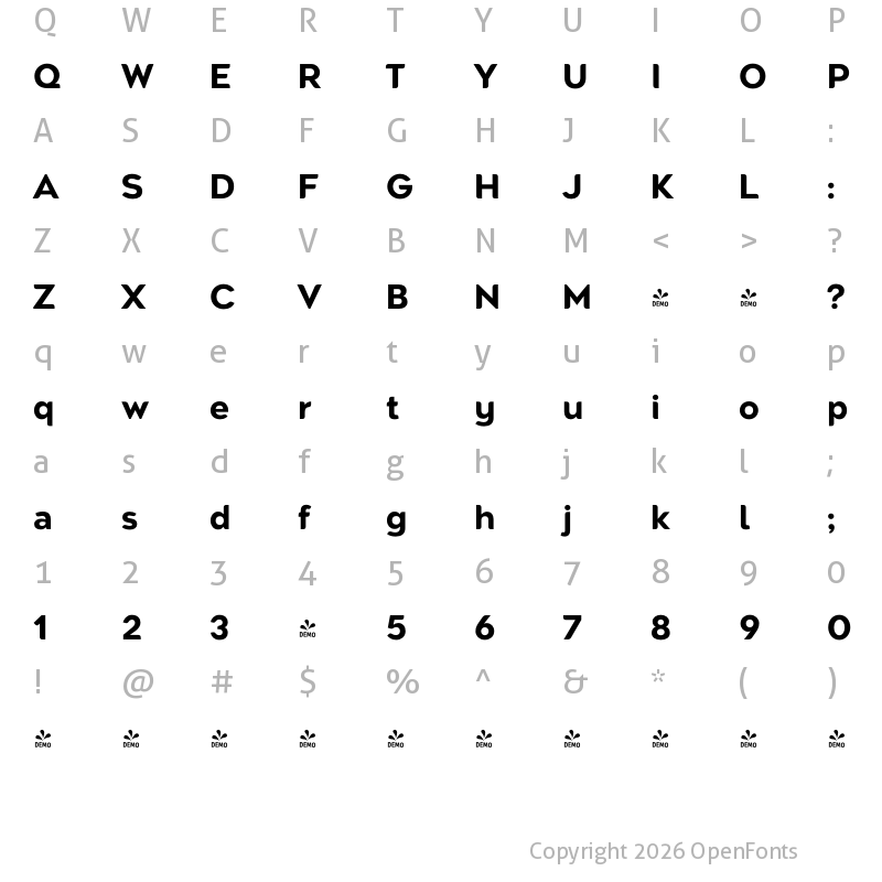 Character Map of FONTSPRING DEMO - Agenor Neue Bold Regular