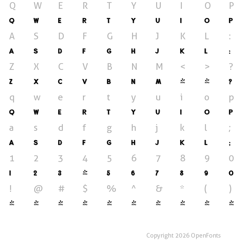 Character Map of FONTSPRING DEMO - Alfons Display Black S Regular