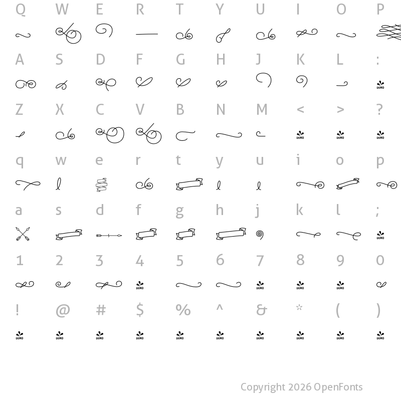 Character Map of FONTSPRING DEMO - Alfons Ornaments Regular