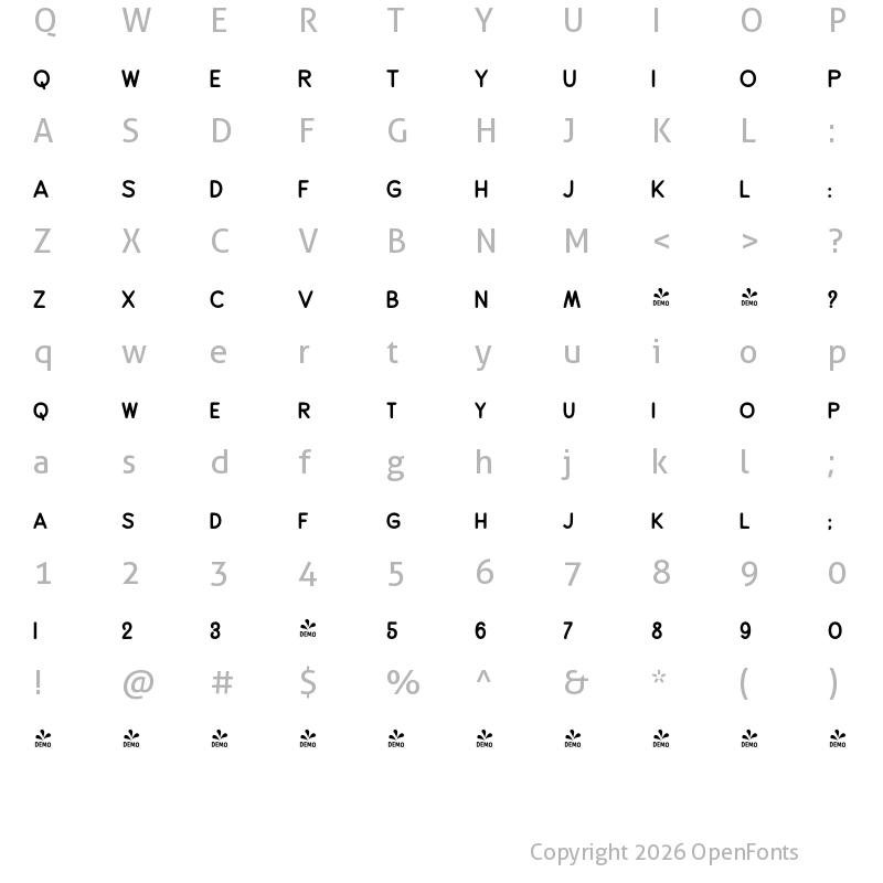 Character Map of FONTSPRING DEMO - Alfons Sans Black Regular