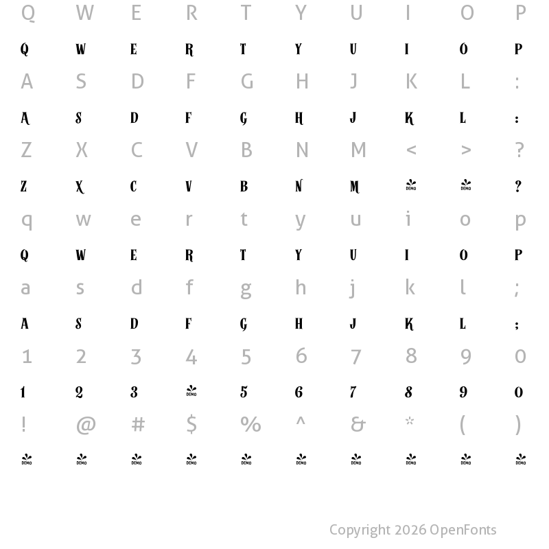 Character Map of FONTSPRING DEMO - Alfons Serif Bold 2 Regular