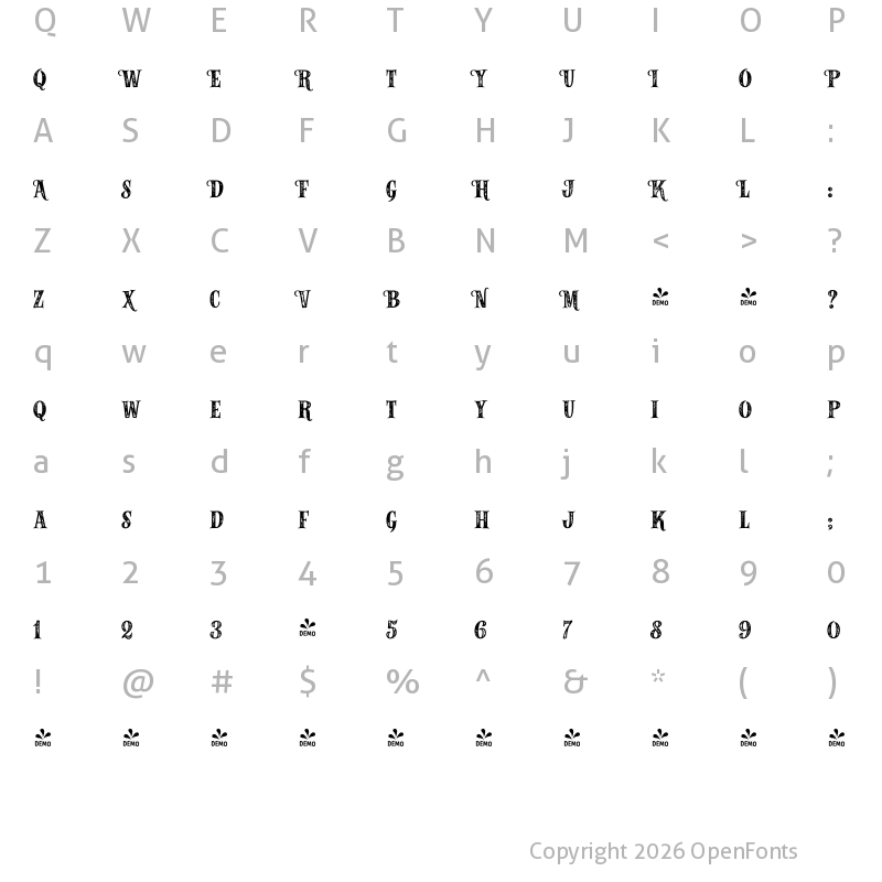 Character Map of FONTSPRING DEMO - Alfons Serif Bold P Regular