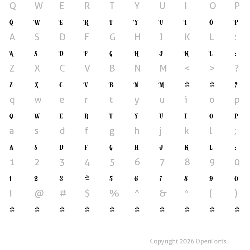 Character Map of FONTSPRING DEMO - Alfons Serif Bold Regular