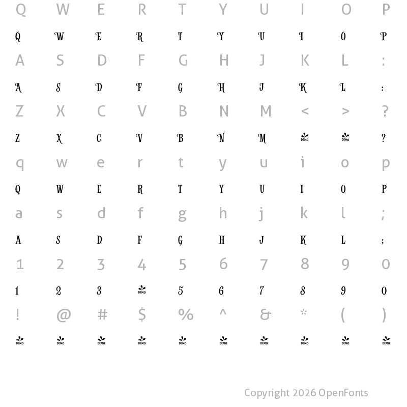 Character Map of FONTSPRING DEMO - Alfons Serif Regular