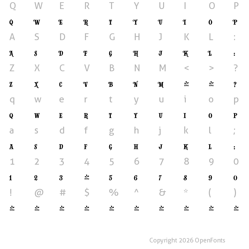 Character Map of FONTSPRING DEMO - Alfons Slab Regular