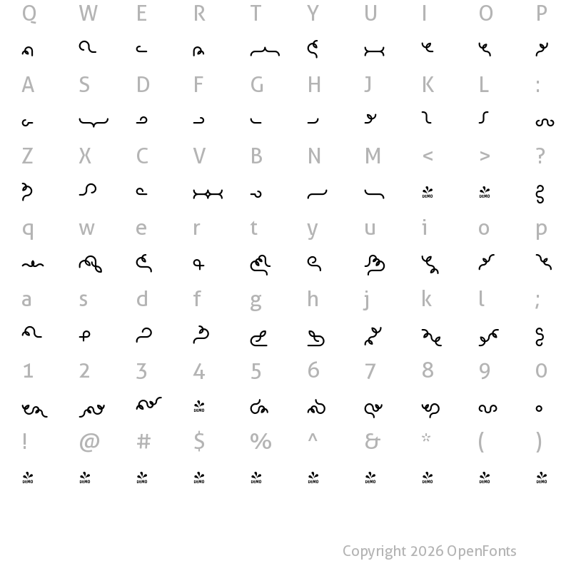 Character Map of FONTSPRING DEMO - Alio Decor SemiBold Regular