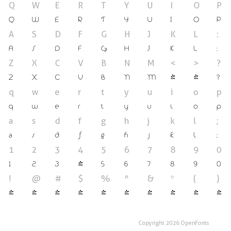 Character Map of FONTSPRING DEMO - Alio Pro Regular