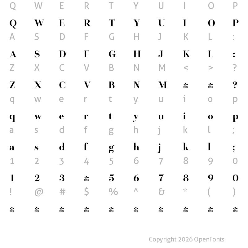 Character Map of FONTSPRING DEMO - Allrounder Didone Big Medium Regular