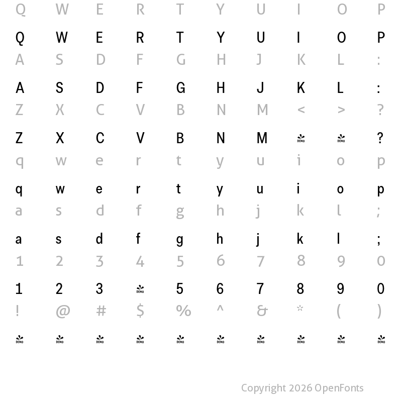 Character Map of FONTSPRING DEMO - Allrounder Grotesk Cmp Regular
