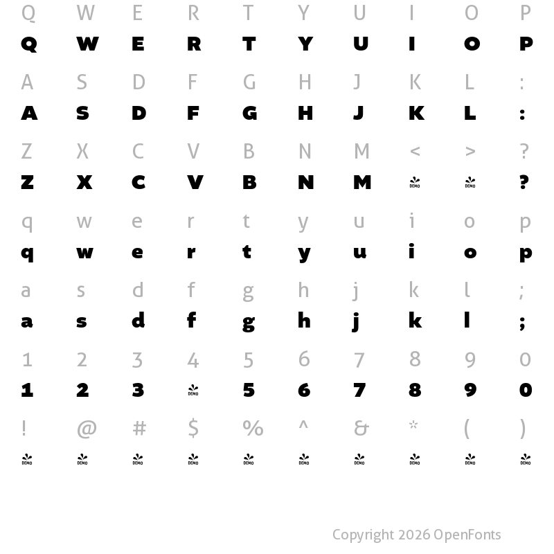 Character Map of FONTSPRING DEMO - Altivo Black Regular