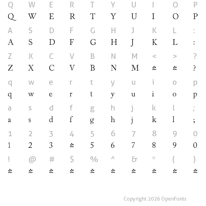 Character Map of FONTSPRING DEMO - Alvito Nova Light Regular