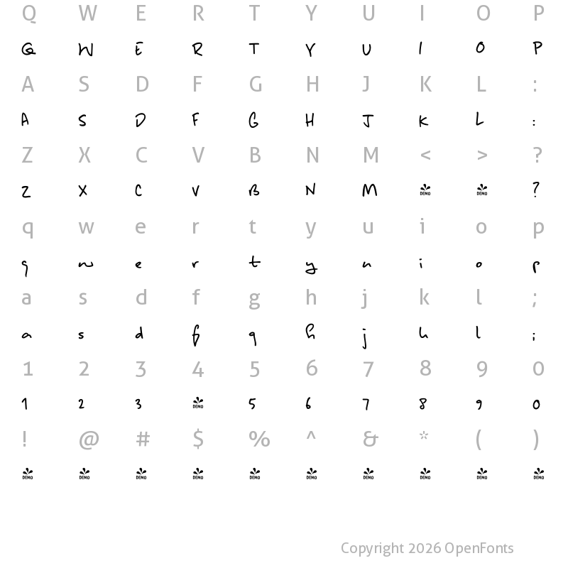 Character Map of FONTSPRING DEMO - Another Monday Regular