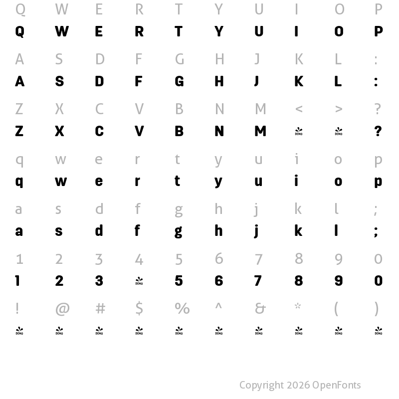 Character Map of FONTSPRING DEMO - Antartida Rounded Black Regular