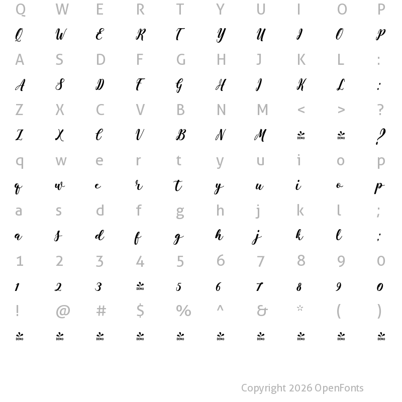 Character Map of FONTSPRING DEMO - Antelope Regular