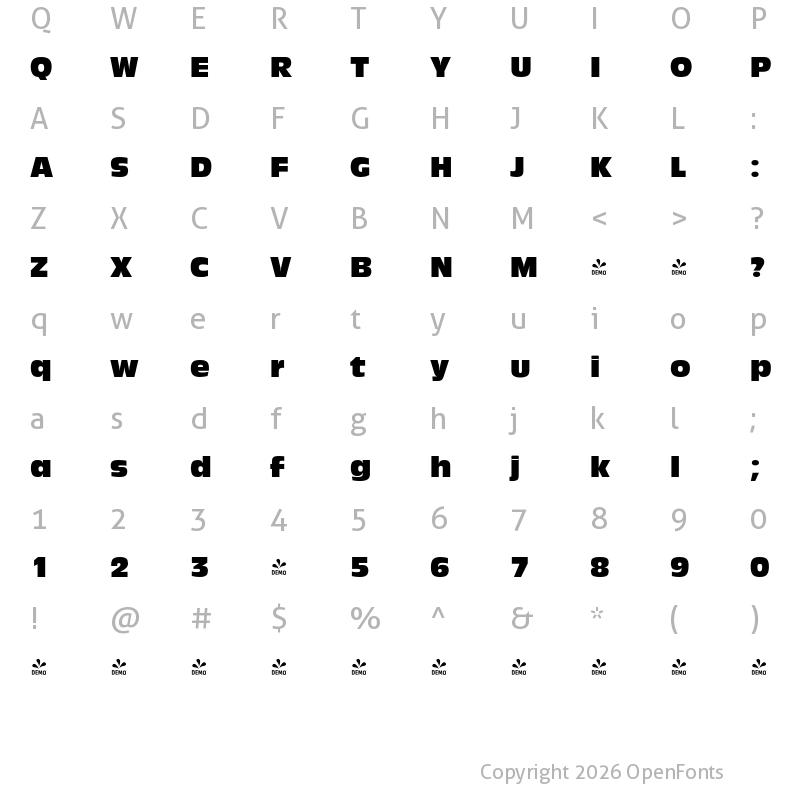 Character Map of FONTSPRING DEMO - Antigone Compact Pro Regular